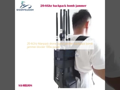 20-6Ghz Manpack جهاز تشويش إشارة الطائرات بدون طيار حقيبة ظهر قنبلة مكمن تشويش 100w الطاقة