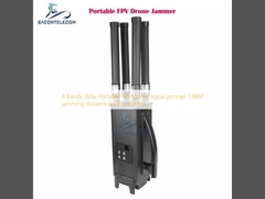 4 نطاقات 160w ناقل FPV جهاز تشويش إشارة الطائرات بدون طيار مسافة تشويش 1.5KM بطارية مدمجة