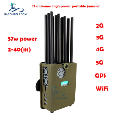 جهاز تشويش إشارة الهاتف الخلوي المحمول باليد 2.4g 5.8g 12 قناة GSM CDMA