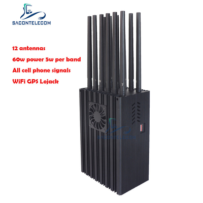 12 هوائيات 60 واط للهاتف المحمول Gps جهاز تشويش 2G 3G 4G 5G Wifi VHF Lojack