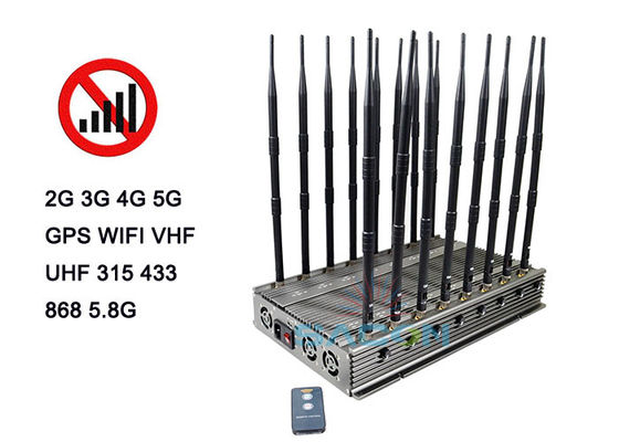 100W 5G ضابط إشارة مع 80m المدى و 16 النطاقات محجب الهاتف المحمول للتشويش المتعدد الترددات