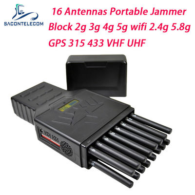 Portable 12W WiFi 2.4G 5.8G GPS Signal Jammer Blocker 16 Channels Handheld Signal Jammer