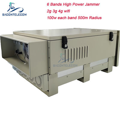 جهاز تشويش إشارة سجن خارجي بقوة 600 واط و 6 نطاقات بنصف قطر تشويش 50-600 متر لشبكات 2G 3G 4G 5G WiFi GPS