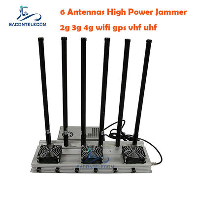 جهاز تشويش إشارات UHF LTE عالي الطاقة 93W مع 6 قنوات ومدى 50-150 متر