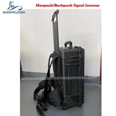 جهاز تشويش Manpack بقوة 120 وات ذو 6 قنوات مع حافظة Pellican لحجب 2G 3G 4G 5G VHF UHF GPS WiFi