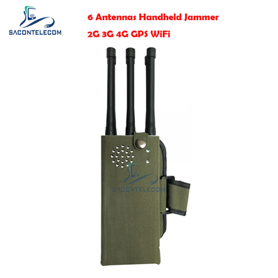 6 نطاقات الهاتف الخليوي GPS جهاز تشويش مانع 30m Radius Pocket Bluetooth Signal Jammer