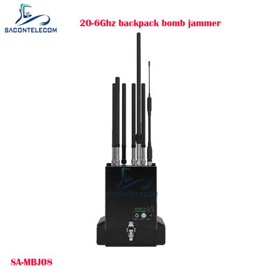 20-6000MHz Manpack جهاز تشويش الطائرات بدون طيار مع 100W الطاقة و 40m مسافة تشويش حقيبة ظهر قنبلة تشويش جهاز مسدود إشارة UAV