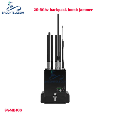 20-6Ghz Manpack جهاز تشويش إشارة الطائرات بدون طيار حقيبة ظهر قنبلة مكمن تشويش 100w الطاقة