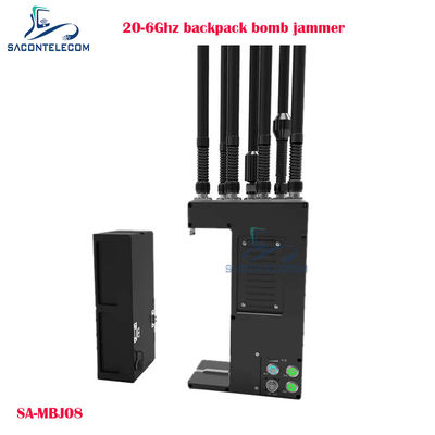 20-6000MHz Manpack جهاز تشويش الطائرات بدون طيار مع 100W الطاقة و 40m مسافة تشويش حقيبة ظهر قنبلة تشويش جهاز مسدود إشارة UAV