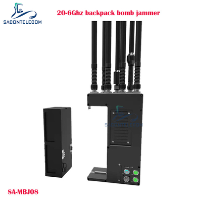 20-6Ghz Manpack جهاز تشويش إشارة الطائرات بدون طيار حقيبة ظهر قنبلة مكمن تشويش 100w الطاقة