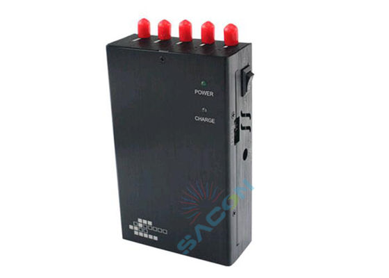 جهاز التشويش المحمول المحمول مع 5 قنوات 2G 3G WiFi حجب GPS وطاقة إخراج 2.5W بطارية مدمجة