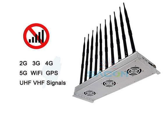 جهاز تشويش إشارة الجيل الخامس الداخلي بـ 10 هوائيات ونطاق نصف قطر 30 مترًا للتشغيل المستمر لمدة 24 ساعة