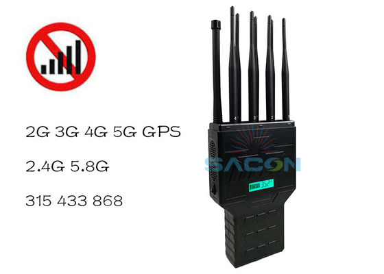16 واط قوة عالية 8 هوائيات مكبوت إشارة محمول مع بطارية مدمجة لـ GPS WiFi 2G 3G 4G حجب