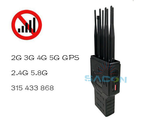 16 واط قوة عالية 8 هوائيات مكبوت إشارة محمول مع بطارية مدمجة لـ GPS WiFi 2G 3G 4G حجب