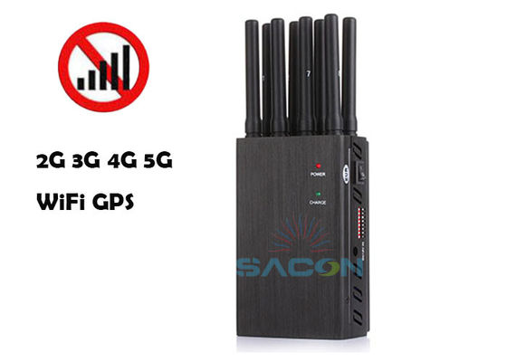 8 بنود جهاز تشويش إشارات محمول مع 4W قوة إخراج و 20m Range لـ WiFi GPS 2G 3G 4G Blocking