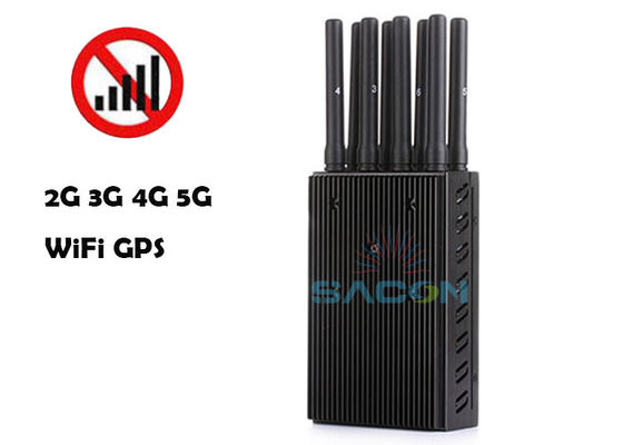 8 بنود جهاز تشويش إشارات محمول مع 4W قوة إخراج و 20m Range لـ WiFi GPS 2G 3G 4G Blocking