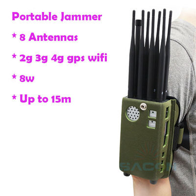 بطارية 8000 مللي أمبير في الساعة 8 هوائيات جهاز تشويش إشارة GPS المحمول لحظر إشارة 2G 3G 4G