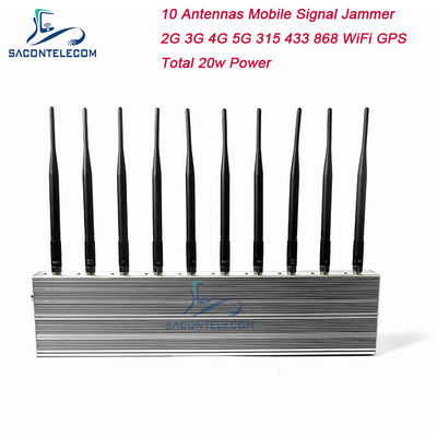 جهاز تشويش لاسلكي بـ 10 قنوات يعمل 24 ساعة مع 3 مراوح تبريد لشبكات 5G و GPS و WiFi و VHF و UHF