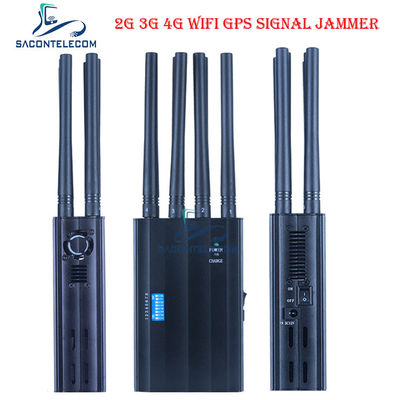 جهاز تشويش إشارة محمول بـ 8 نطاقات ومدى 20 مترًا وشاحن سيارة لحجب شبكات 2G و 3G و 4G و GPS و WiFi