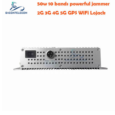 جهاز تشويش إشارة مكتبي عالي الطاقة بقوة 50 واط مع 10 هوائيات ومروحتين تبريد لشبكات GSM DCS 3G 4G 5G