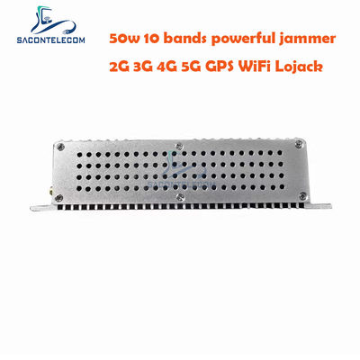 جهاز تشويش إشارة مكتبي عالي الطاقة بقوة 50 واط مع 10 هوائيات ومروحتين تبريد لشبكات GSM DCS 3G 4G 5G