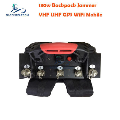 5 قنوات VHF UHF Manpack Jammer مع مسافة 120m وبطارية مدمجة لحجب الإشارة المحمولة