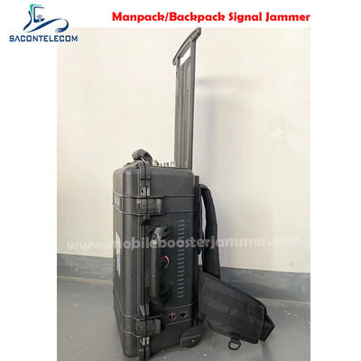جهاز تشويش Manpack بقوة 120 وات ذو 6 قنوات مع حافظة Pellican لحجب 2G 3G 4G 5G VHF UHF GPS WiFi