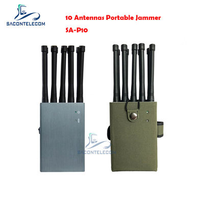 10 هوائيات جهاز تشويش إشارة محمول بمدى 30 متر وقوة خرج 10 واط لتشويش ترددات GPS و LoRa و Lojack والراديو