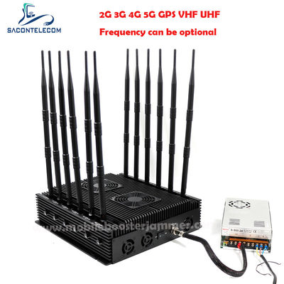 جهاز تشويش إشارة بمدى 80 مترًا و 12 قناة ويعمل لمدة 24 ساعة لـ VHF UHF GPS Lojack 5G