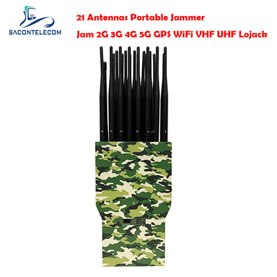 21w 21 Bands جهاز تشويش إشارة الهاتف المحمول قطر 30m لجهاز تحديد المواقع GPS Lojack Walike Talkie